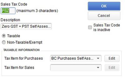 Picture 2 PSZ Tax Code Setup