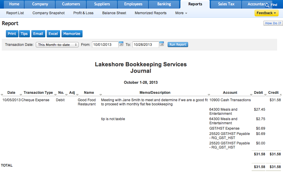 QBO Canada Sales Tax Setup Meals