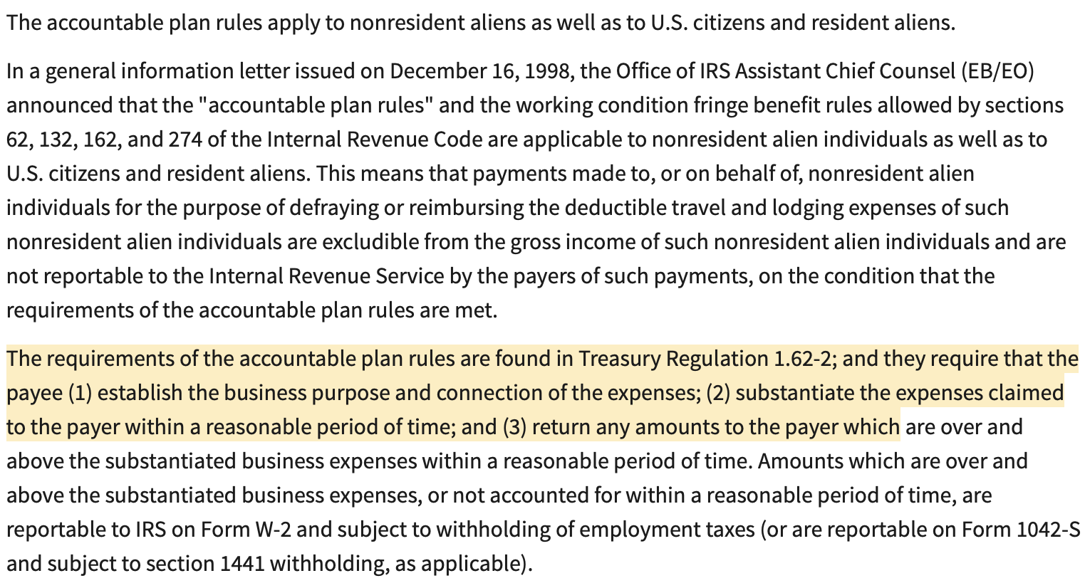 IRS Accountable Plan Rules