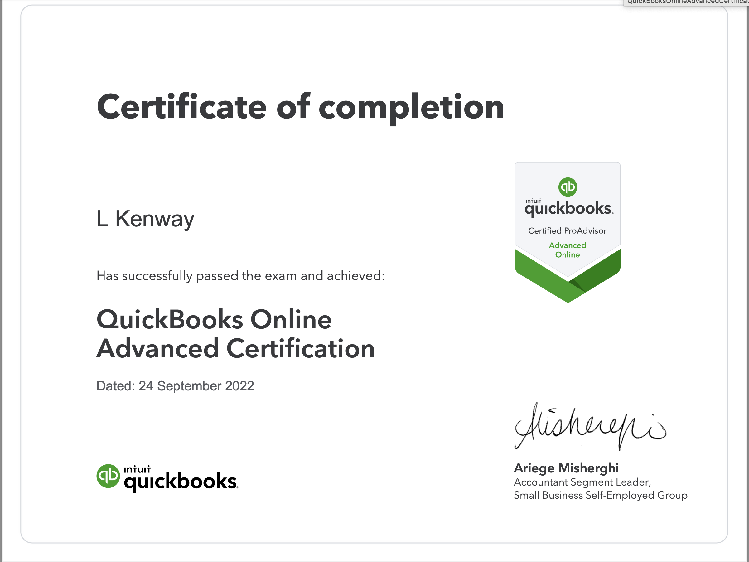 QBO Advanced 2022 Certification Diploma