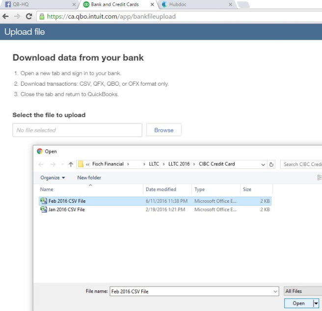 Upload bank data file.