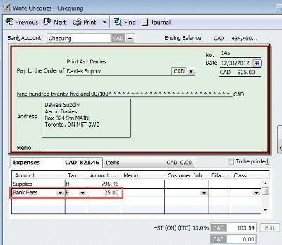 How to enter a bank charge using 