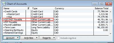 Your Chart of Accounts Should Have A GST/HST Payable Account