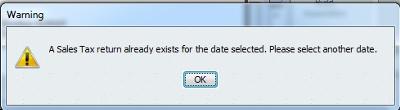 A Sales Tax Return Already Exists