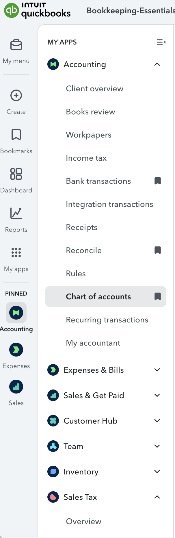 New My apps menu bar