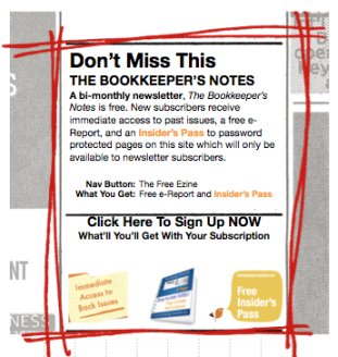 Sign up for the free newsletter about good bookkeeping practices.