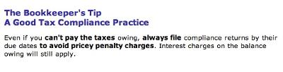 TIP - To avoid late filing penalties, file your GST/HST report on time 