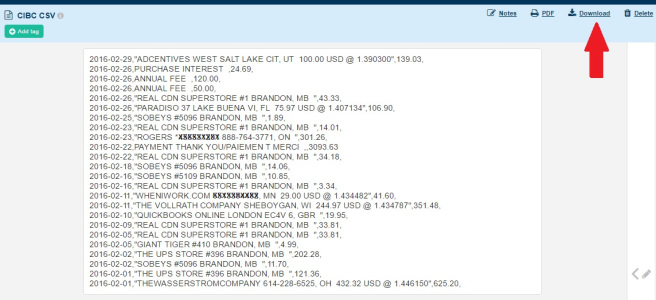 Download bank CSV file